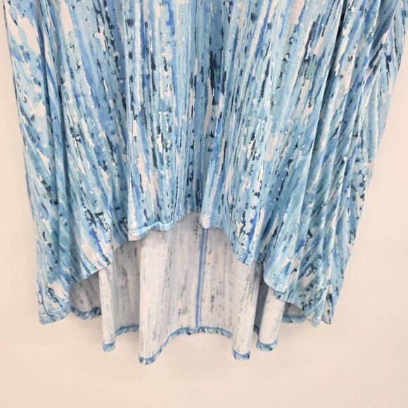 LOGO Layers Blue Abstract Tie-Dye Hi-Low Sleeveless Tunic Tank Top 1X Boho Flowy - Picture 5 of 11